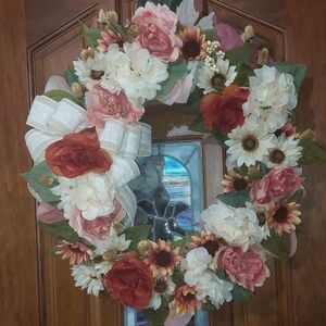 HANDMADE fall or everyday wreath indoor or outdoor home decor